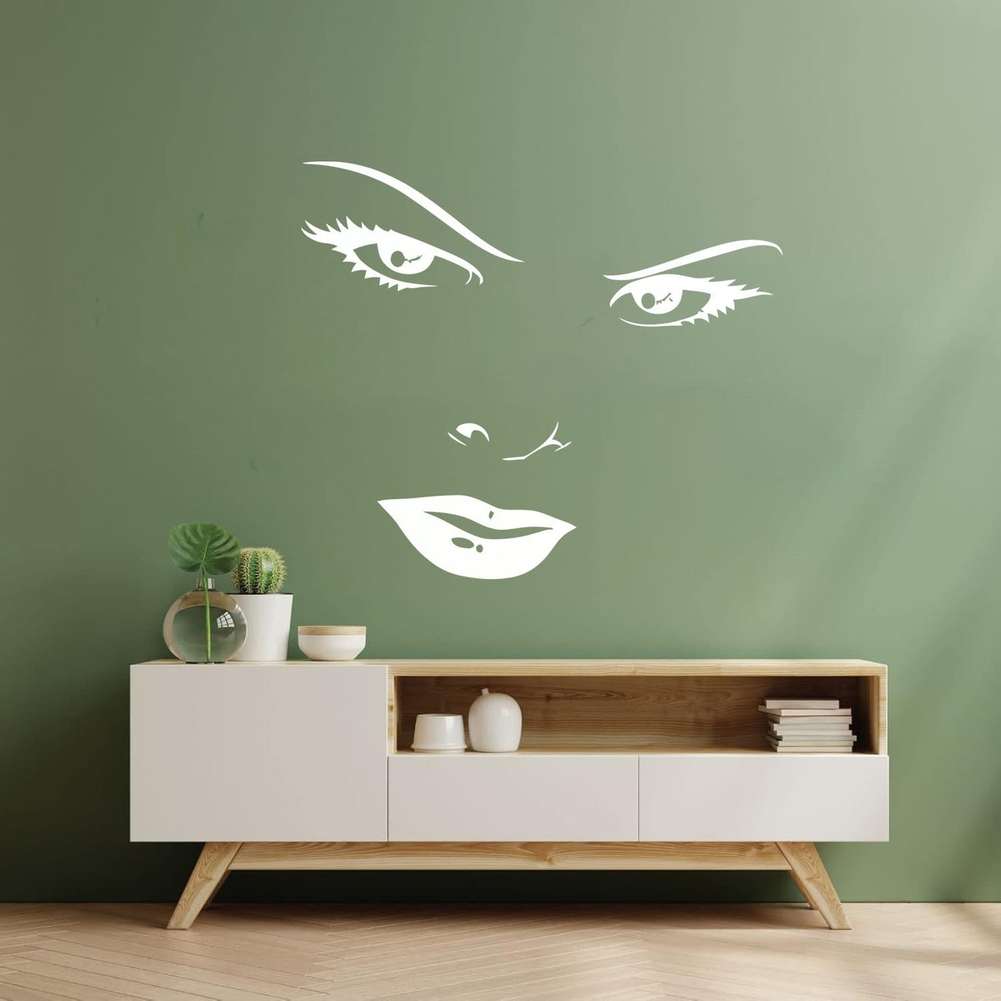 Mural And Wall Vinyl Decal Women'S Beautiful Face Eyes Lips Art Mural Painting