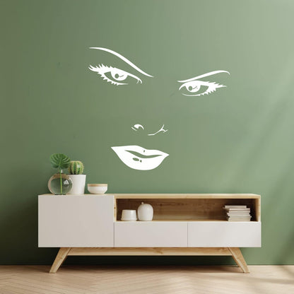 Mural And Wall Vinyl Decal Women'S Beautiful Face Eyes Lips Art Mural Painting