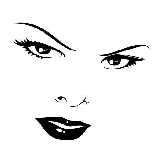 Mural And Wall Vinyl Decal Women'S Beautiful Face Eyes Lips Art Mural Painting