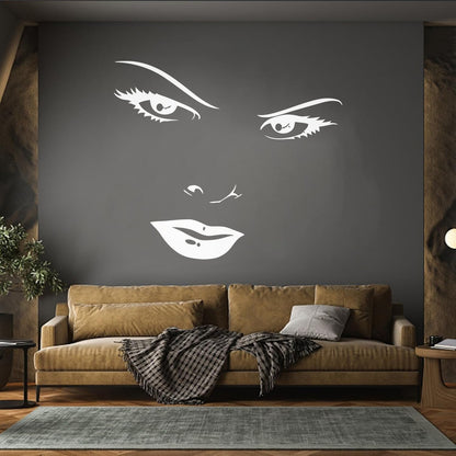 Mural And Wall Vinyl Decal Women'S Beautiful Face Eyes Lips Art Mural Painting