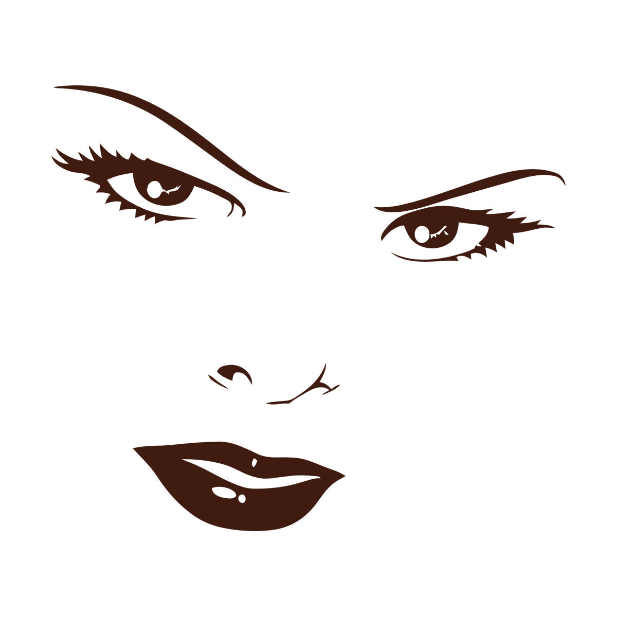 Mural And Wall Vinyl Decal Women'S Beautiful Face Eyes Lips Art Mural Painting