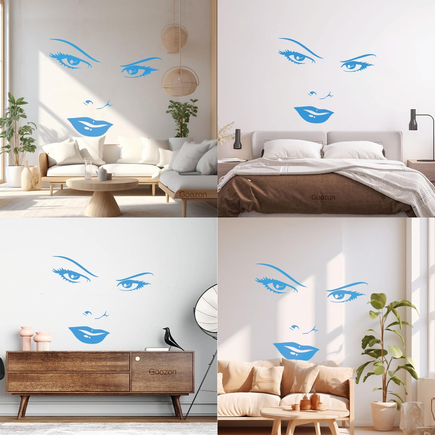 Mural And Wall Vinyl Decal Women'S Beautiful Face Eyes Lips Art Mural Painting
