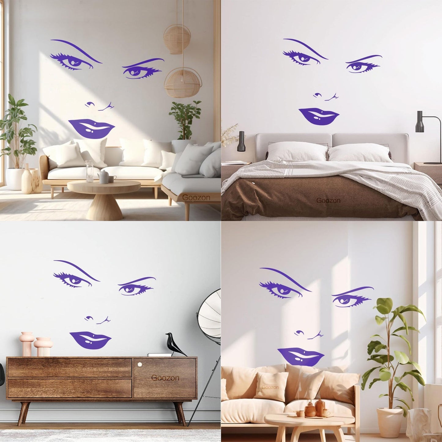 Mural And Wall Vinyl Decal Women'S Beautiful Face Eyes Lips Art Mural Painting