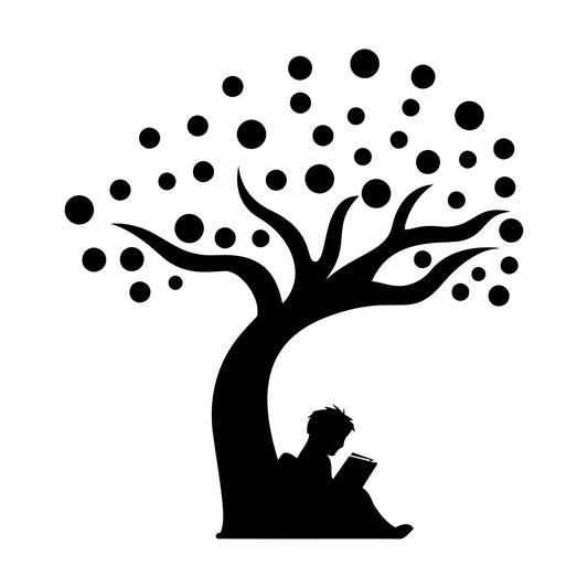 Engraving Stickers Fantasy Tree Boy With Book Balloons Wall Beautification