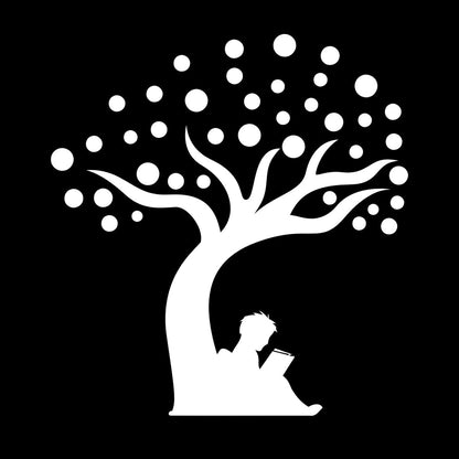 Engraving Stickers Fantasy Tree Boy With Book Balloons Wall Beautification