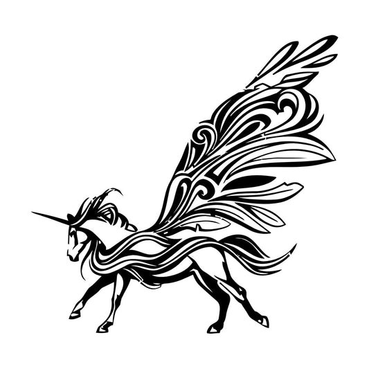 Fine Carving Stickers Abstract Unicorn Pegasus Fantasy Animal Art Mural Painting