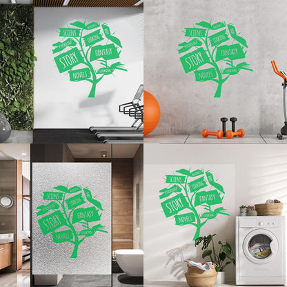 Books Store Tree Open Book Cooking Fantasy Story Wall Decals Glass Stickers
