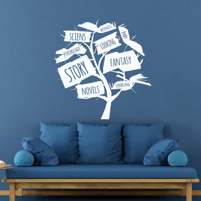 Books Store Tree Open Book Cooking Fantasy Story Wall Decals Glass Stickers