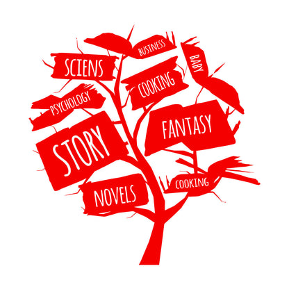 Books Store Tree Open Book Cooking Fantasy Story Wall Decals Glass Stickers