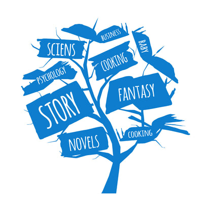 Books Store Tree Open Book Cooking Fantasy Story Wall Decals Glass Stickers