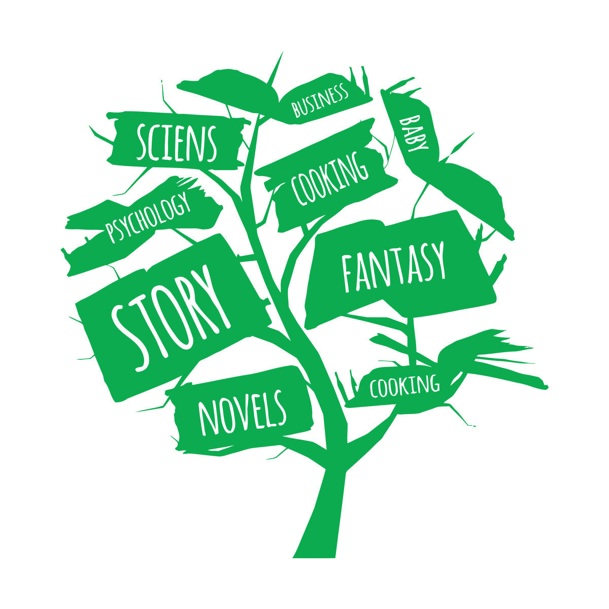 Books Store Tree Open Book Cooking Fantasy Story Wall Decals Glass Stickers