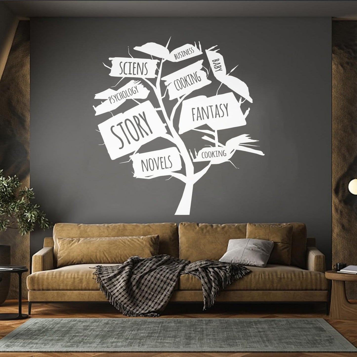 Books Store Tree Open Book Cooking Fantasy Story Wall Decals Glass Stickers