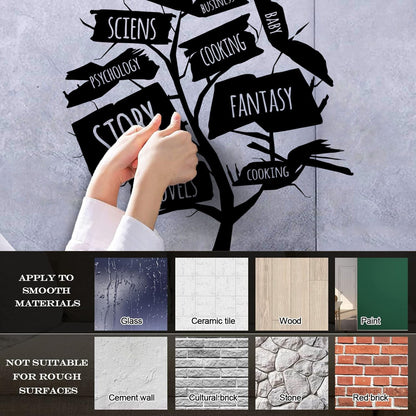 Books Store Tree Open Book Cooking Fantasy Story Wall Decals Glass Stickers