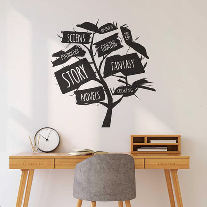 Books Store Tree Open Book Cooking Fantasy Story Wall Decals Glass Stickers