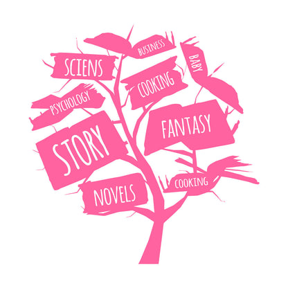 Books Store Tree Open Book Cooking Fantasy Story Wall Decals Glass Stickers