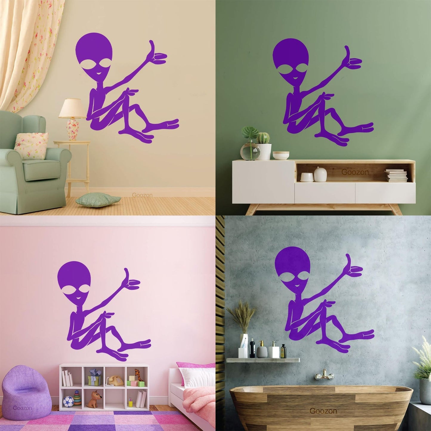 Mural And Wall Vinyl Decal Cartoon Ufo Alien Science Fiction Fantasy Removable Without Leaving Glue
