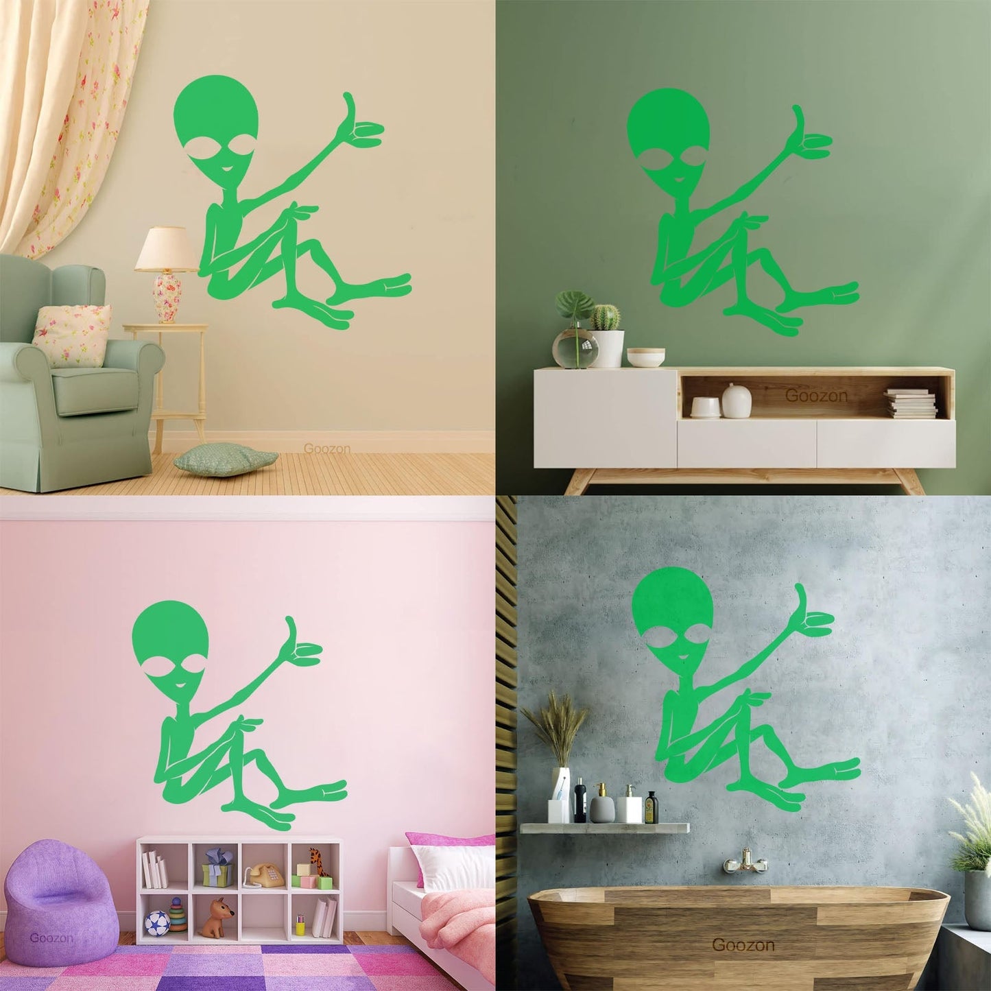 Mural And Wall Vinyl Decal Cartoon Ufo Alien Science Fiction Fantasy Removable Without Leaving Glue