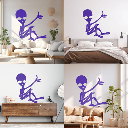 Mural And Wall Vinyl Decal Cartoon Ufo Alien Science Fiction Fantasy Removable Without Leaving Glue