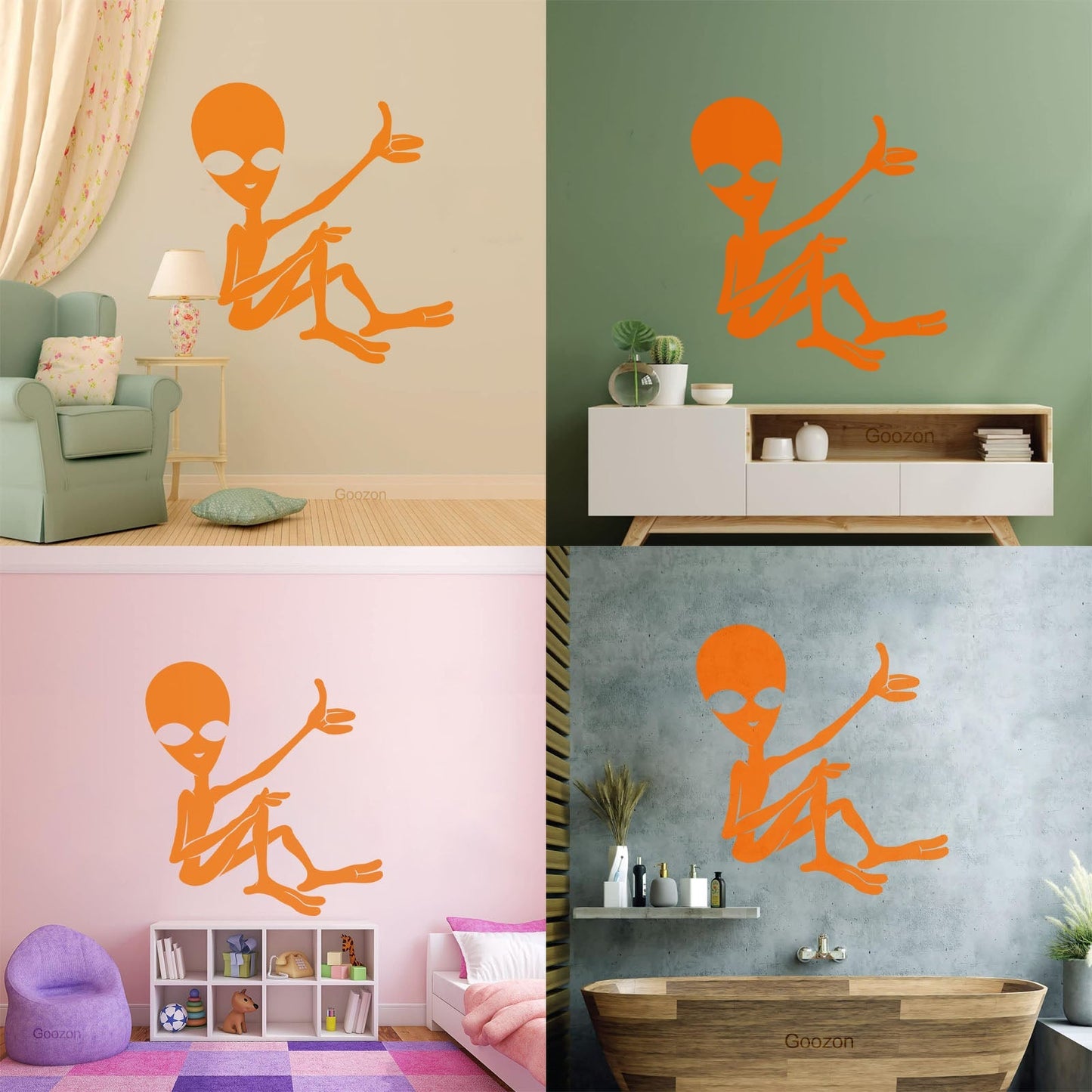Mural And Wall Vinyl Decal Cartoon Ufo Alien Science Fiction Fantasy Removable Without Leaving Glue