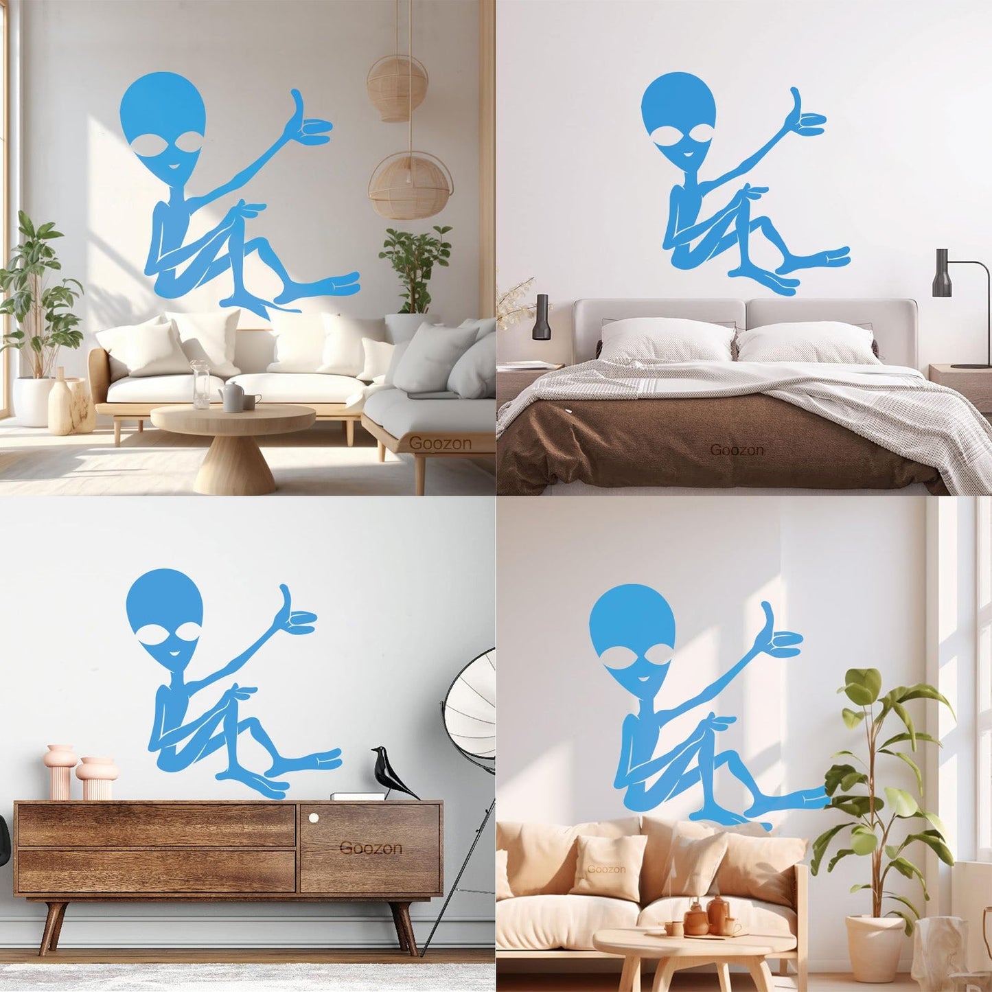 Mural And Wall Vinyl Decal Cartoon Ufo Alien Science Fiction Fantasy Removable Without Leaving Glue