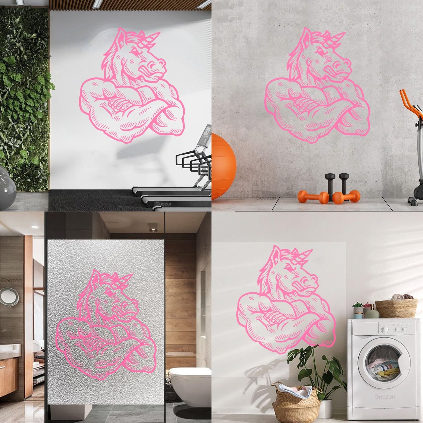 Cartoon Unicorn Strong Muscled Fantasy Wall Stickers Paster Paper Self Adhesive