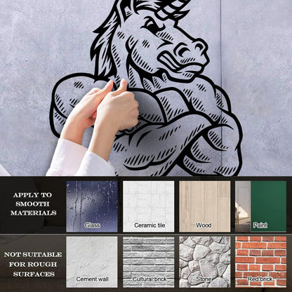 Cartoon Unicorn Strong Muscled Fantasy Wall Stickers Paster Paper Self Adhesive