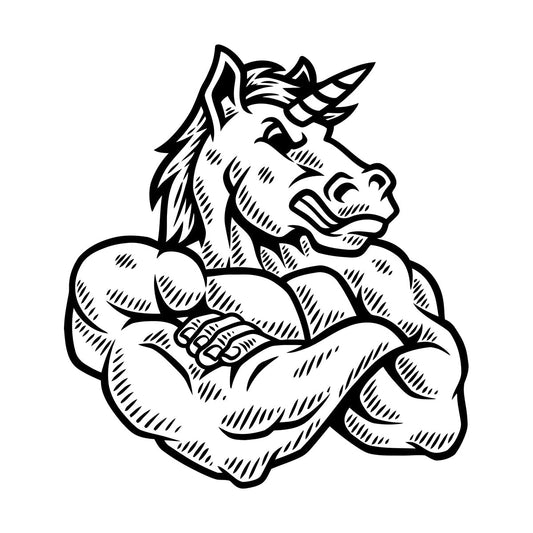 Cartoon Unicorn Strong Muscled Fantasy Wall Stickers Paster Paper Self Adhesive