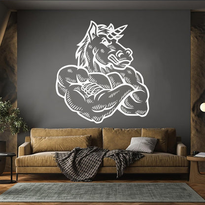 Cartoon Unicorn Strong Muscled Fantasy Wall Stickers Paster Paper Self Adhesive