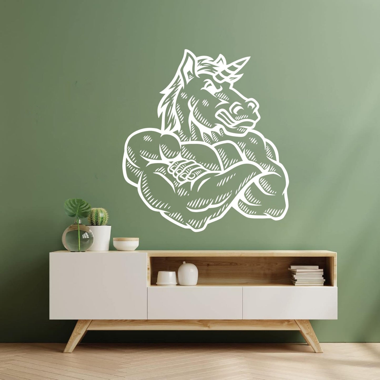 Cartoon Unicorn Strong Muscled Fantasy Wall Stickers Paster Paper Self Adhesive