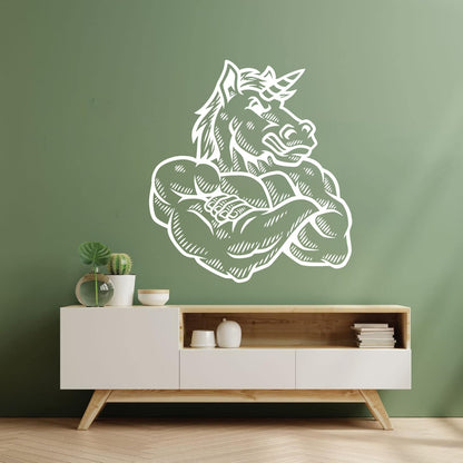 Cartoon Unicorn Strong Muscled Fantasy Wall Stickers Paster Paper Self Adhesive