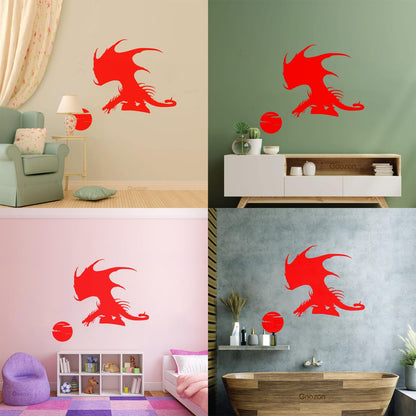 Wall Stickers Celtic Dragon Fantasy Animal Moon Equipped With Transfer Film Kit