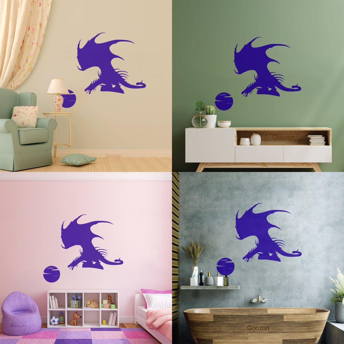 Wall Stickers Celtic Dragon Fantasy Animal Moon Equipped With Transfer Film Kit