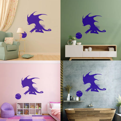 Wall Stickers Celtic Dragon Fantasy Animal Moon Equipped With Transfer Film Kit