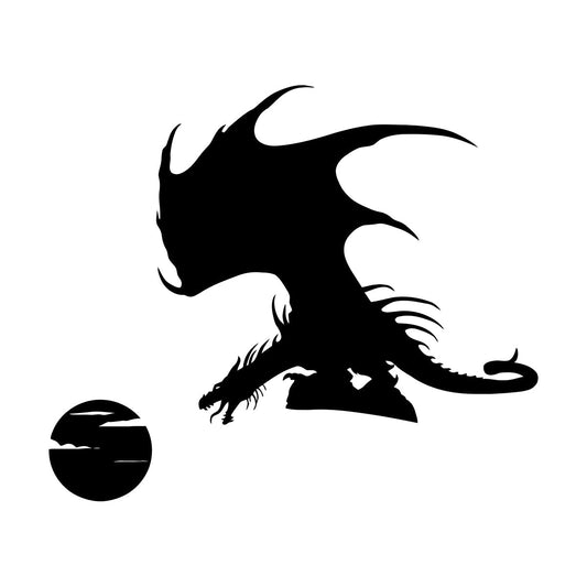 Wall Stickers Celtic Dragon Fantasy Animal Moon Equipped With Transfer Film Kit