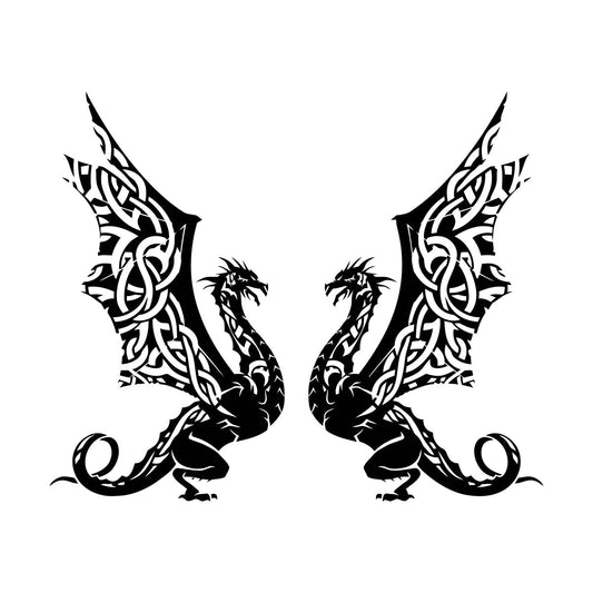 Engraving Stickers Celtic Dragons Fantasy Myth Monster Animal Multiple Size Options