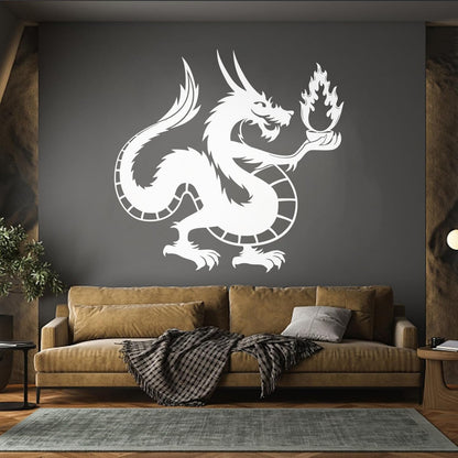 Chinese Dragon Fire Fantasy Myth Kids Wall Vinyl Sticker Decor Tattoo Culture