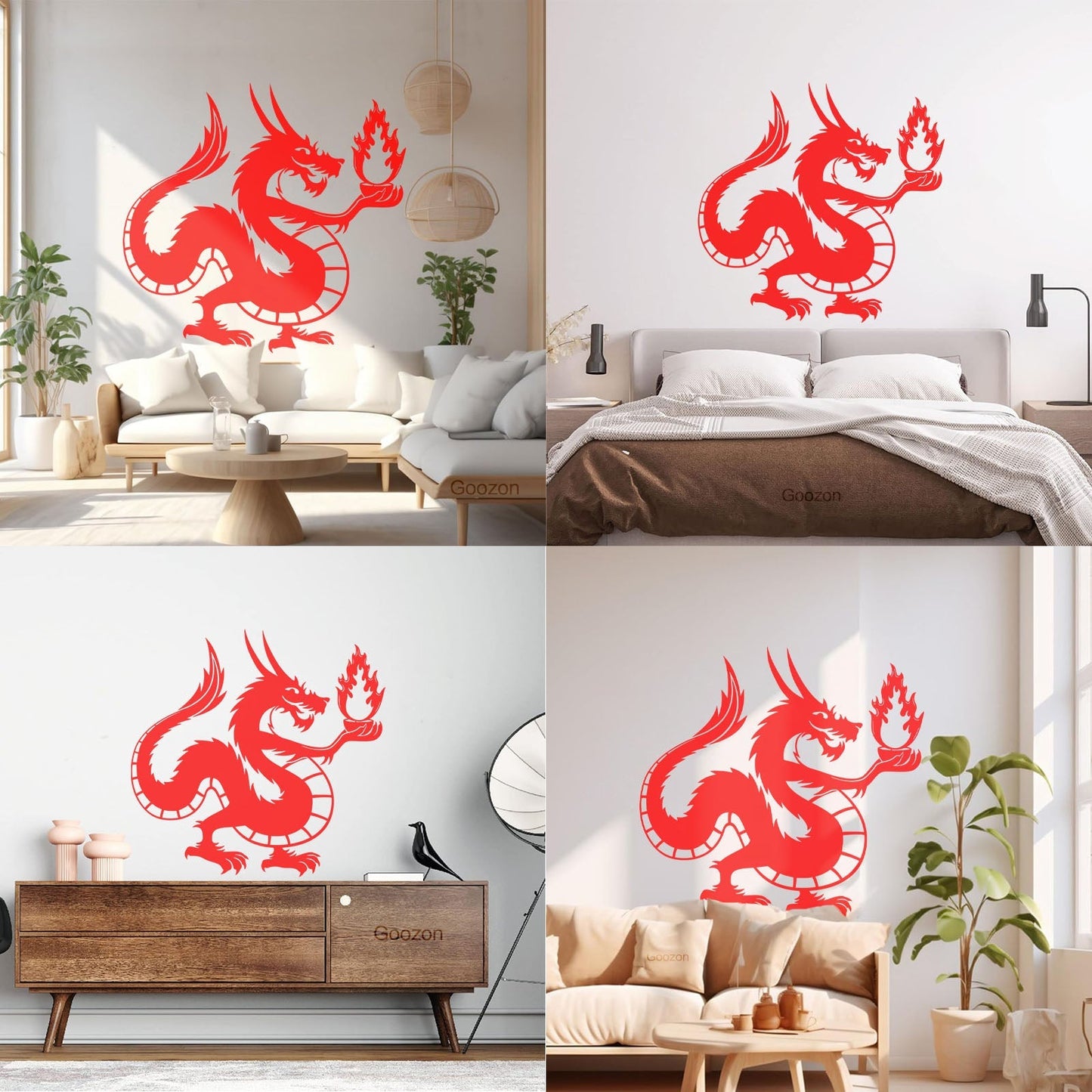 Chinese Dragon Fire Fantasy Myth Kids Wall Vinyl Sticker Decor Tattoo Culture