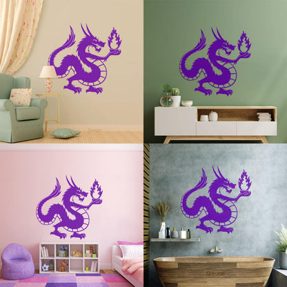Chinese Dragon Fire Fantasy Myth Kids Wall Vinyl Sticker Decor Tattoo Culture