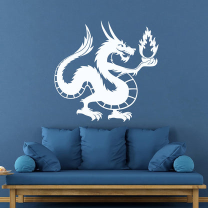 Chinese Dragon Fire Fantasy Myth Kids Wall Vinyl Sticker Decor Tattoo Culture