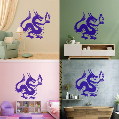 Chinese Dragon Fire Fantasy Myth Kids Wall Vinyl Sticker Decor Tattoo Culture