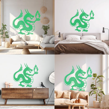 Chinese Dragon Fire Fantasy Myth Kids Wall Vinyl Sticker Decor Tattoo Culture