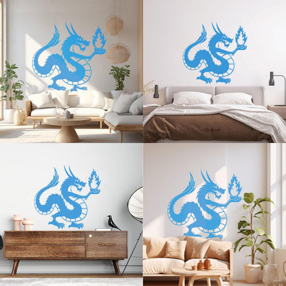 Chinese Dragon Fire Fantasy Myth Kids Wall Vinyl Sticker Decor Tattoo Culture