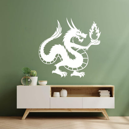 Chinese Dragon Fire Fantasy Myth Kids Wall Vinyl Sticker Decor Tattoo Culture