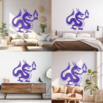 Chinese Dragon Fire Fantasy Myth Kids Wall Vinyl Sticker Decor Tattoo Culture