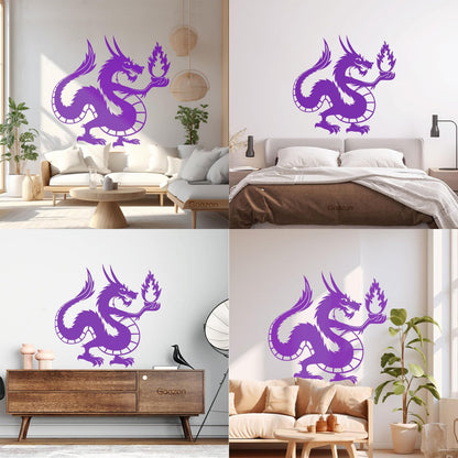 Chinese Dragon Fire Fantasy Myth Kids Wall Vinyl Sticker Decor Tattoo Culture