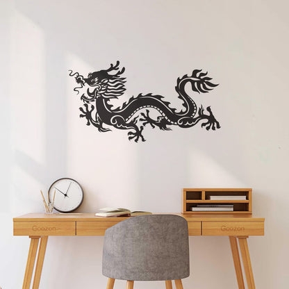 Fine Carving Stickers Chinese Dragon Fire Ornament Fairytale Fantasy Removable Without Leaving Glue