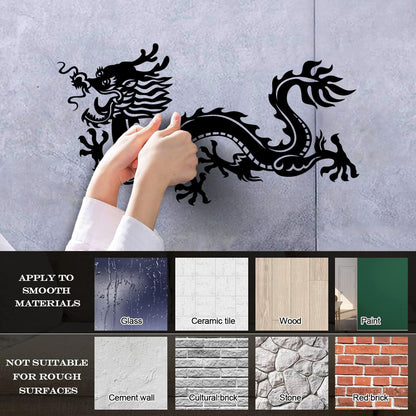 Fine Carving Stickers Chinese Dragon Fire Ornament Fairytale Fantasy Removable Without Leaving Glue
