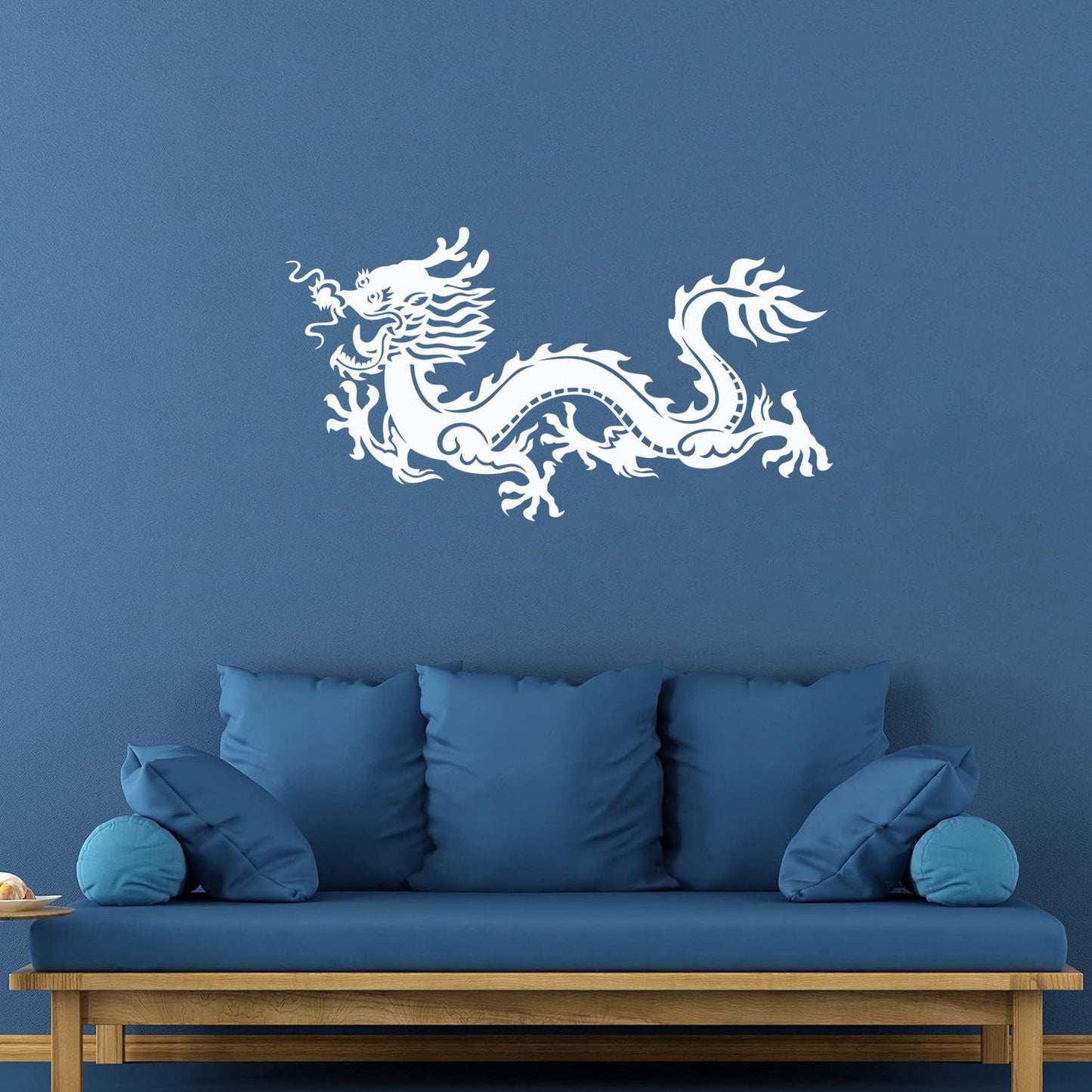 Fine Carving Stickers Chinese Dragon Fire Ornament Fairytale Fantasy Removable Without Leaving Glue
