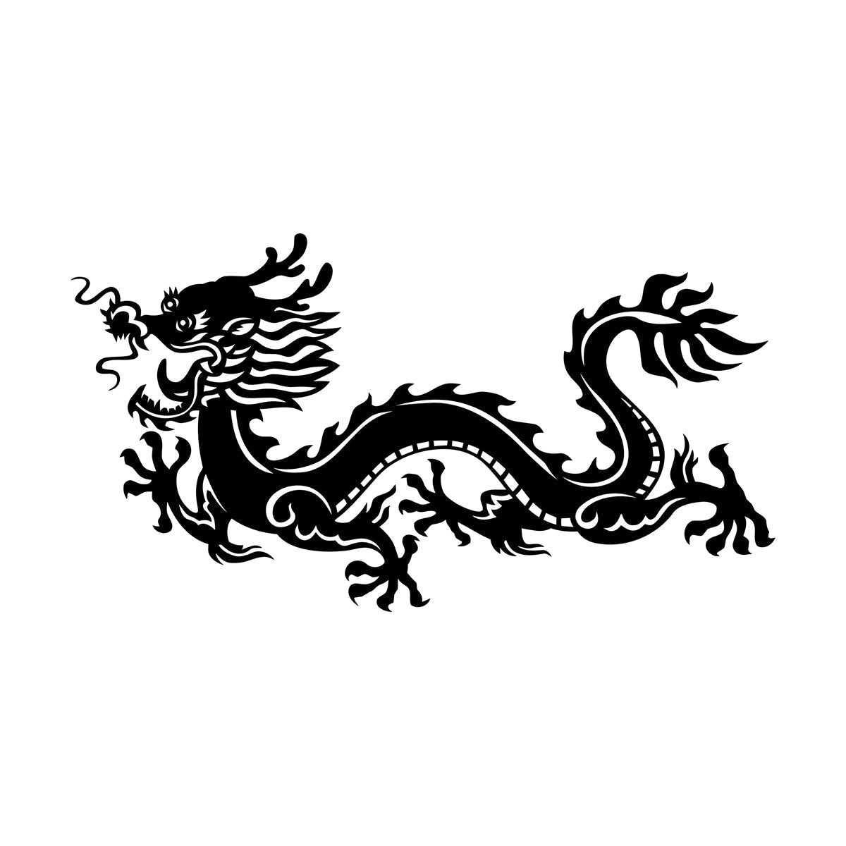 Fine Carving Stickers Chinese Dragon Fire Ornament Fairytale Fantasy Removable Without Leaving Glue