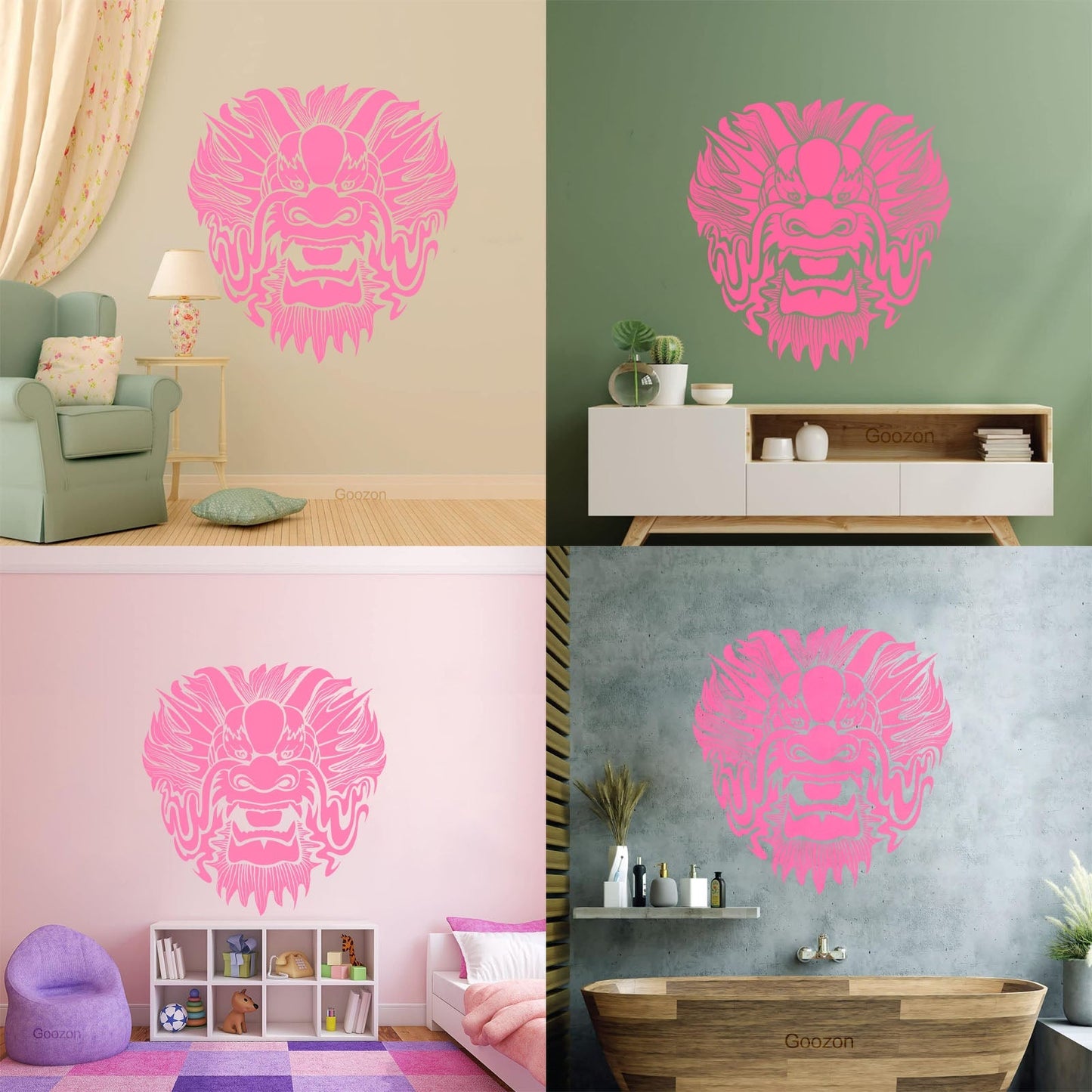 Wall Stickers Dragon Mask Myth Kids Asian Fantasy Self Adhesive